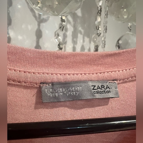 Zara Collection Women’s T-Shirt Short Sleeve Sequined Front Pink Size L - Picture 5 of 5